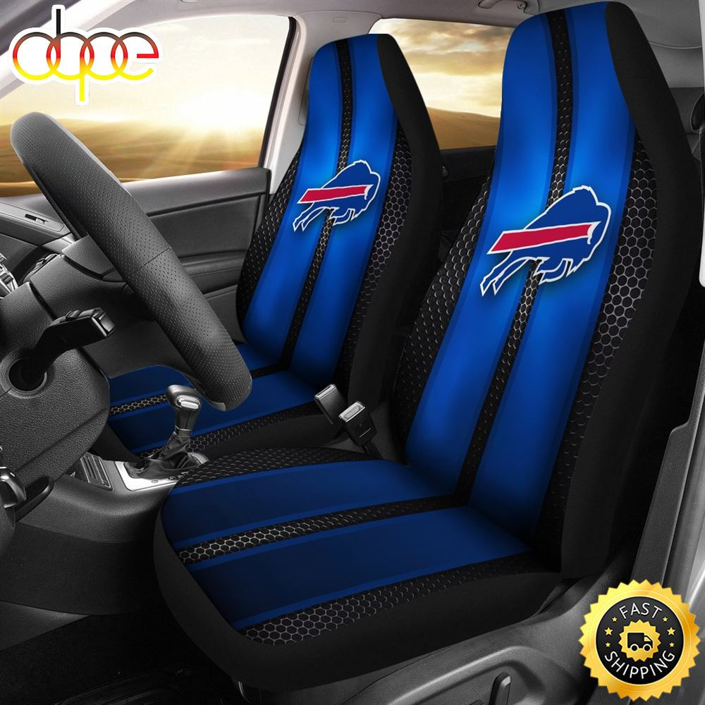 IncRedible Line Pattern Buffalo Bills Logo Car Seat Cover Set CSC8593