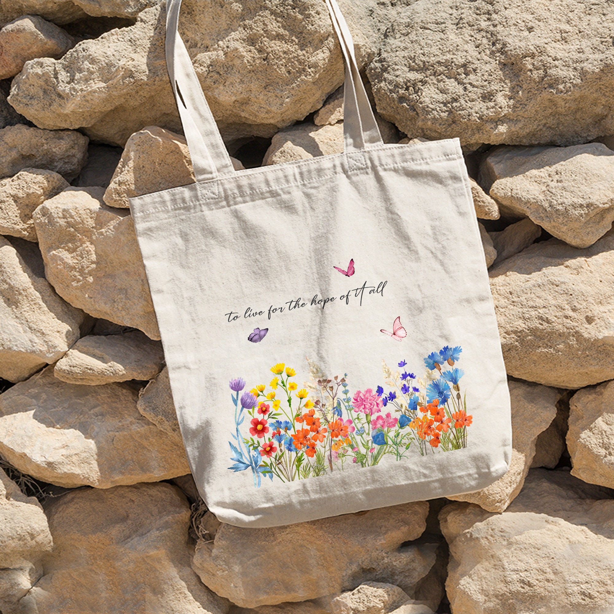 Wildflower Tote Bag, Flowers Tote Bag, Floral Tote Bag, Trendy Aesthetic Tote Bag, Eco Friendly Shopping Tote Bag, Nature Canvas Tote Bag