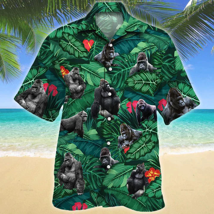 Gorilla Lovers Gift Hawaiian Shirt, Gorilla Aloha Shirt, Summer Short Sleeve Hawaiian Aloha Shirt For Men, Women