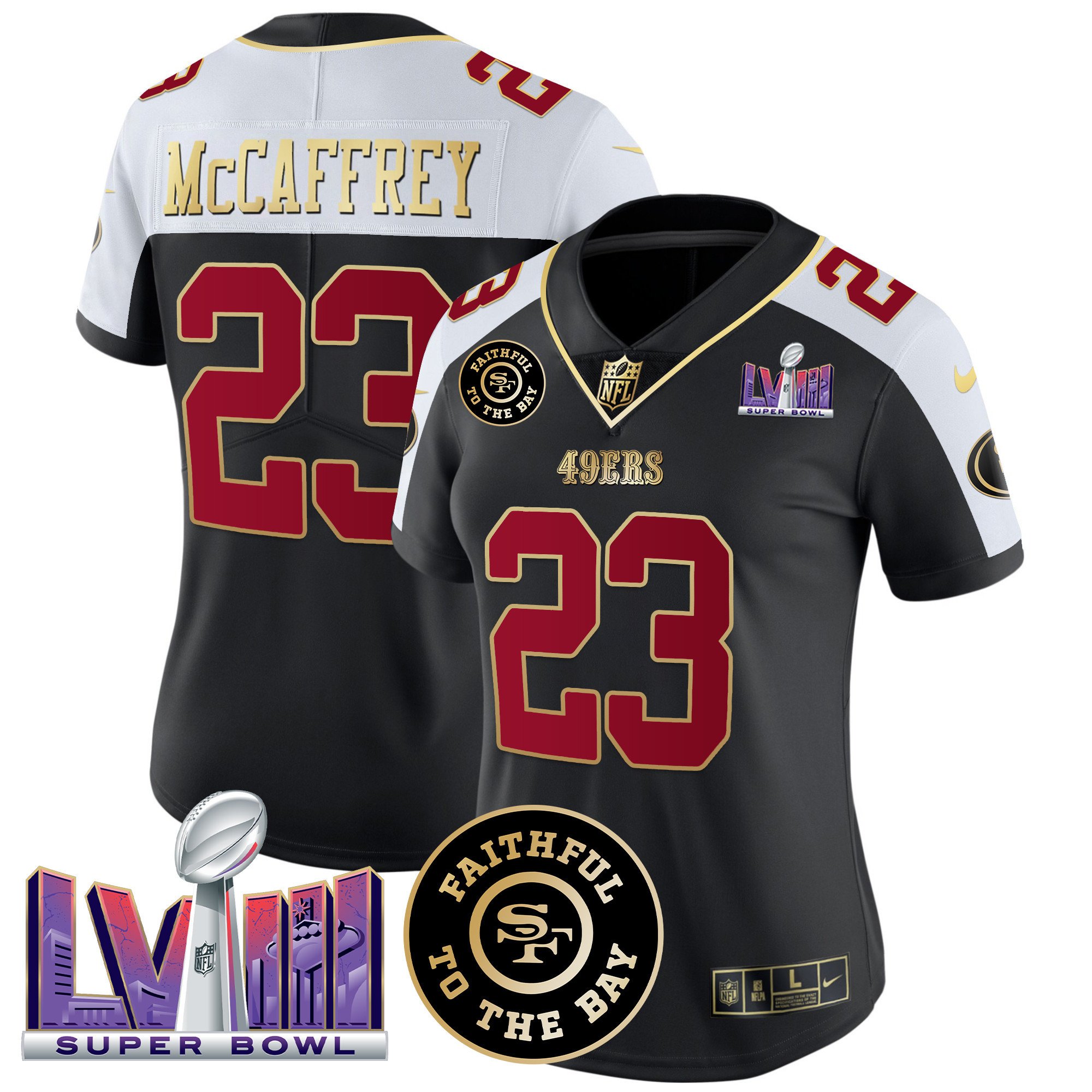 Women’S 49Ers Faithful & Super Bowl Lviii Patch Vapor Jersey – All Stitched