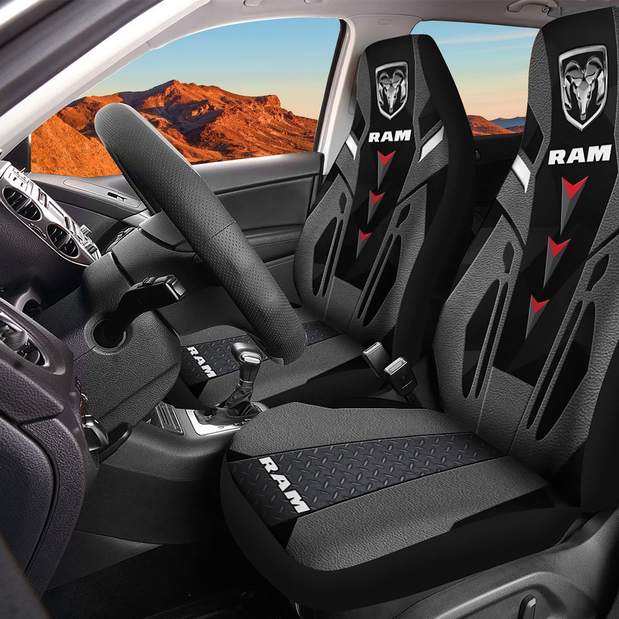 Dodge Ram Logo Car Seat Cover Set CSC3156