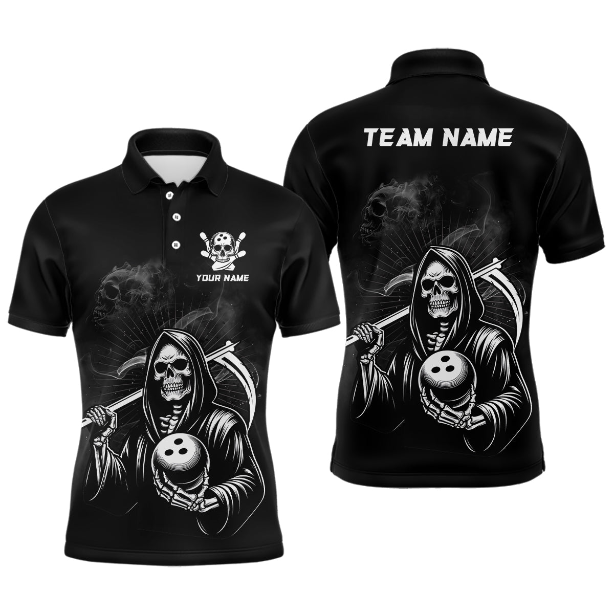 Peckshirt  Skeleton Bowling Shirt Custom Skull Bowling Polo Shirt for Men Bowling Team League Bowling Gift for Bowlers QZT299 - Print In Your Way