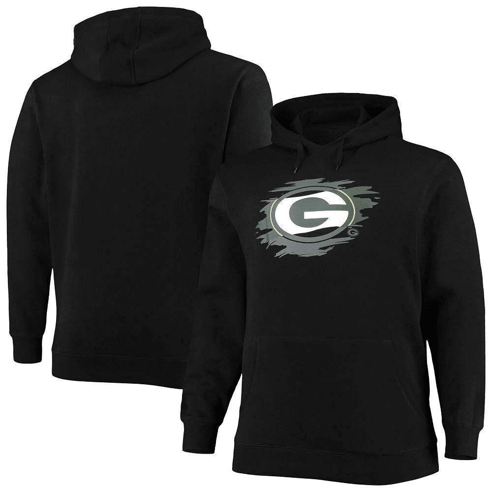 Green Bay Packers Primary Logo Pullover Hoodie Black