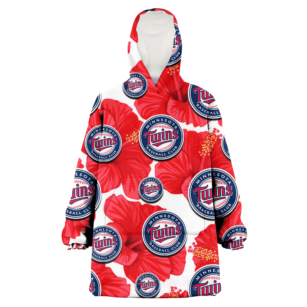 Minnesota Twins Big Red Hibiscus White Background 3D Printed Hoodie Blanket Snug Hoodie