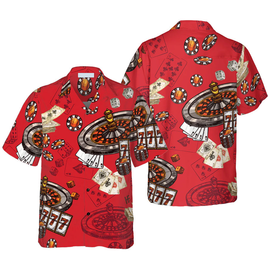 Casino Pattern Red Background Red Hawaiian Shirt