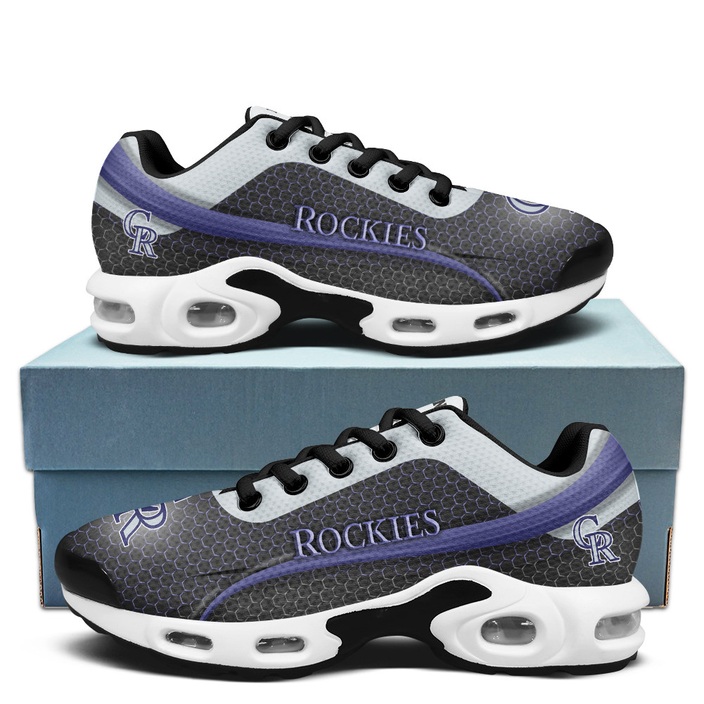 Colorado Rockies MLB Personalized Name Team Colors Wave Line Beehive Pattern TN Air Max Shoes Air Cushion Sneakers