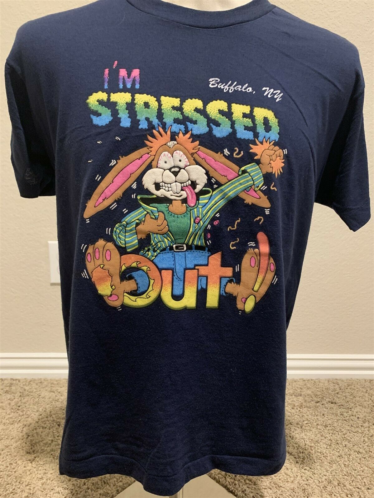 Vintage 80’S “I’M Stressed Out!” Buffalo, Ny Rabbishirt Fits Adult