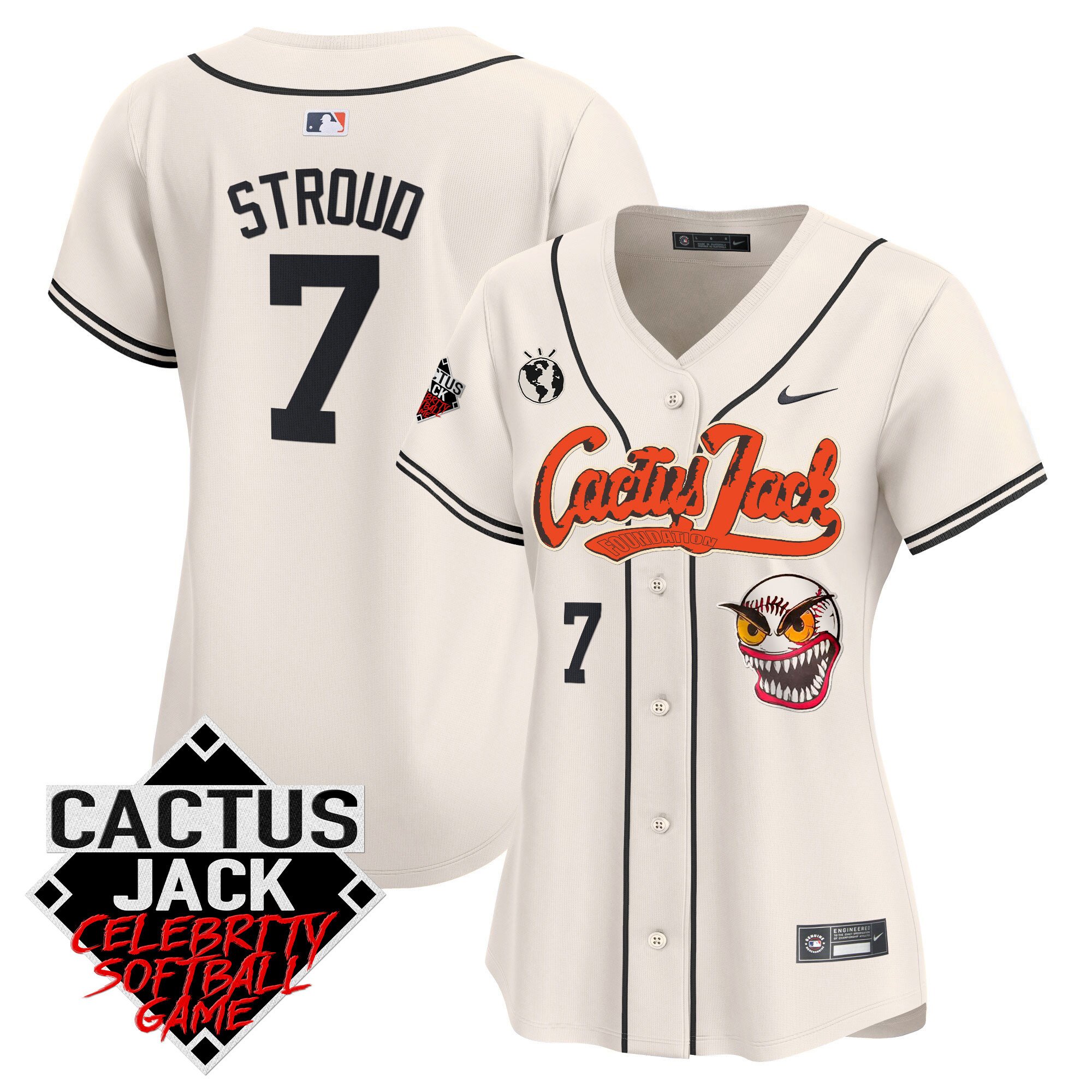 Women’S Astros Cactus Jack Celebrity Softball Game Patch Vapor Premier Limited Jersey – All Stitched