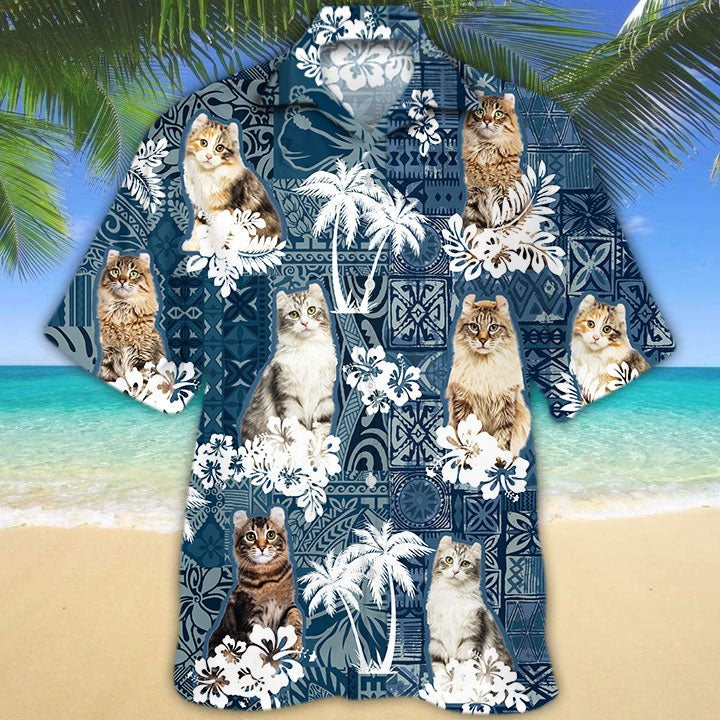 American Curl Green Tropical Hawaiian Shirt For Men, Cat Hawaiian Shirt For Women, Hawaii Shirt