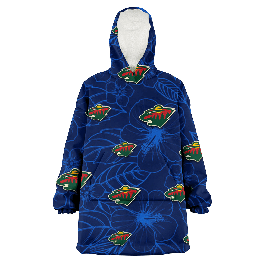 Minnesota Wild Sketch Hibiscus Dark Background 3D Printed Hoodie Blanket Snug Hoodie