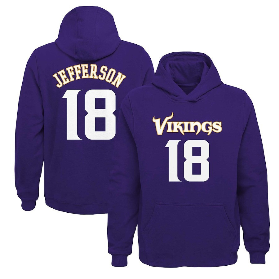 Justin Jefferson Minnesota Vikings Mainliner Pullover Hoodie Purple