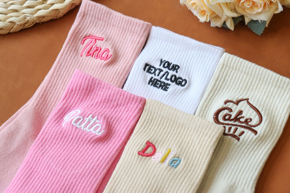 Customized Embroidered Socks With Your Name, Text, And Logo, Personalized Women'S Socks, Personalized Unique Gifts, Sports Socks, Team Socks X Teenestmarket Mall Funnykidshirts