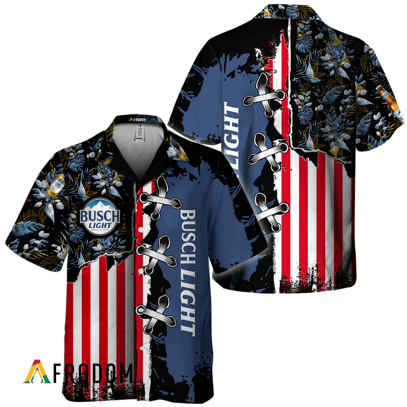 Vintage Tropical Flower Busch Light Hawaiian Shirt