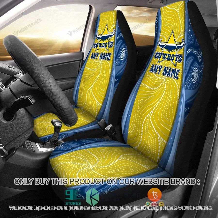 NRL North Queensland Cowboys Customized Yellow Special Car Seat Cover Set CSC1886