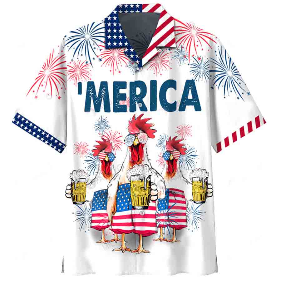 4Th Of July Hawaiian Shirt – Chicken Beer Hawaiian Shirt