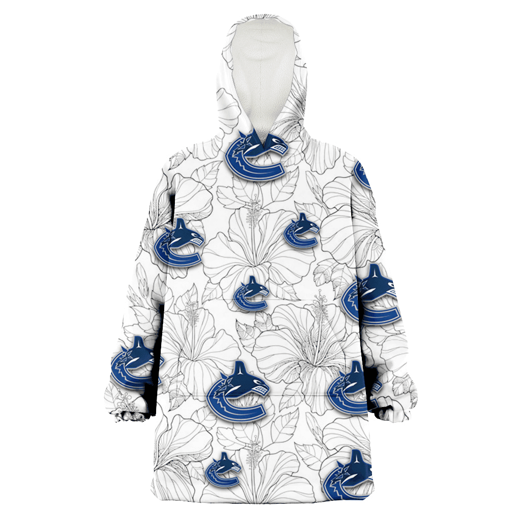 Vancouver Canucks Sketch Hibiscus White Background 3D Printed Hoodie Blanket Snug Hoodie