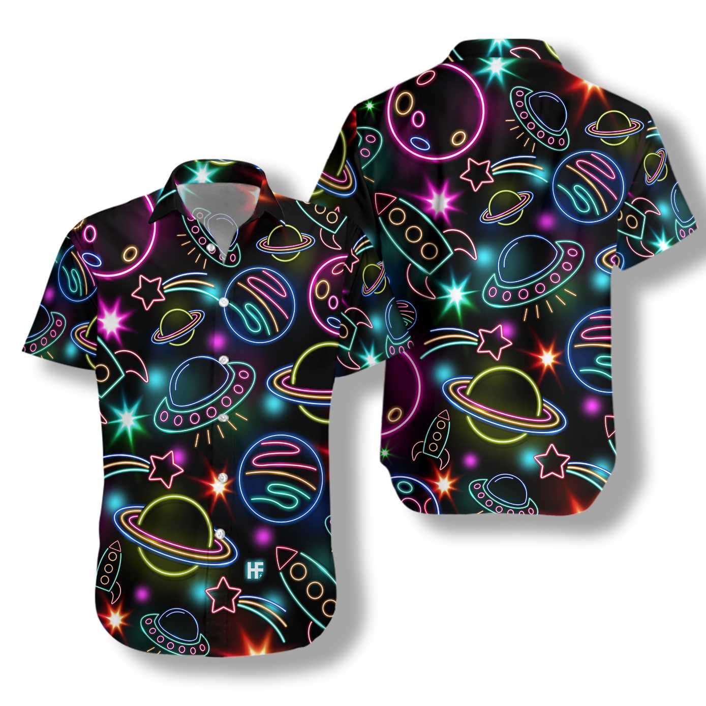 Glowing Space With Rainbow Star Hawaiian Shirt