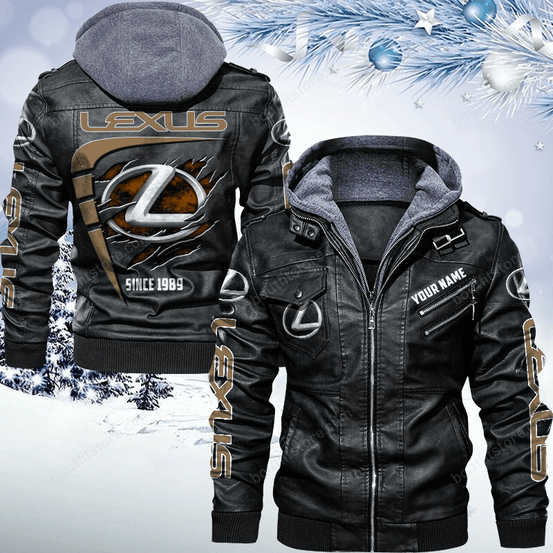 Lexus Zip Leather Jacket With Hood