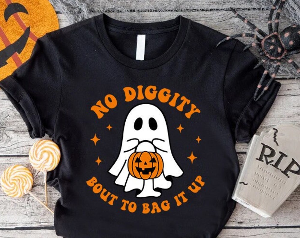 No Diggity Bout To Bag It Up Halloween Shirt,Funny Halloween Ghost Shirt,Retro Halloween,Spooky Season,Halloween Gift,Halloween Party Tee  - Shirt24h Fashion