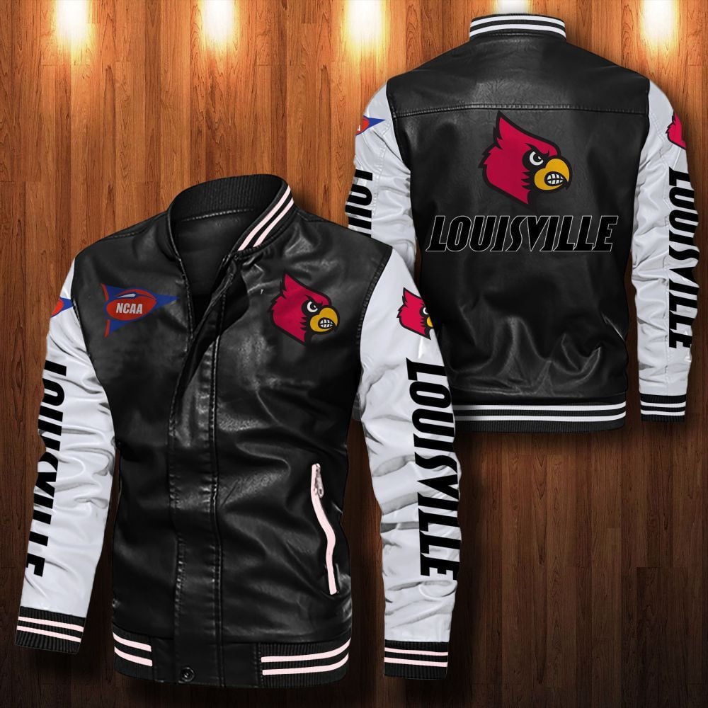 Louisville Cardinals Leather Varsity Jacket Bomber Coat