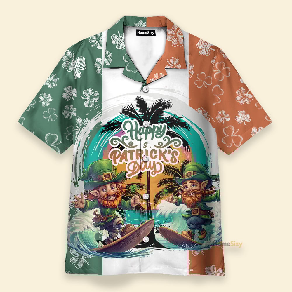 Leprechaun Surfing Happy St.Patrick’S Day – Hawaiian Shirt
