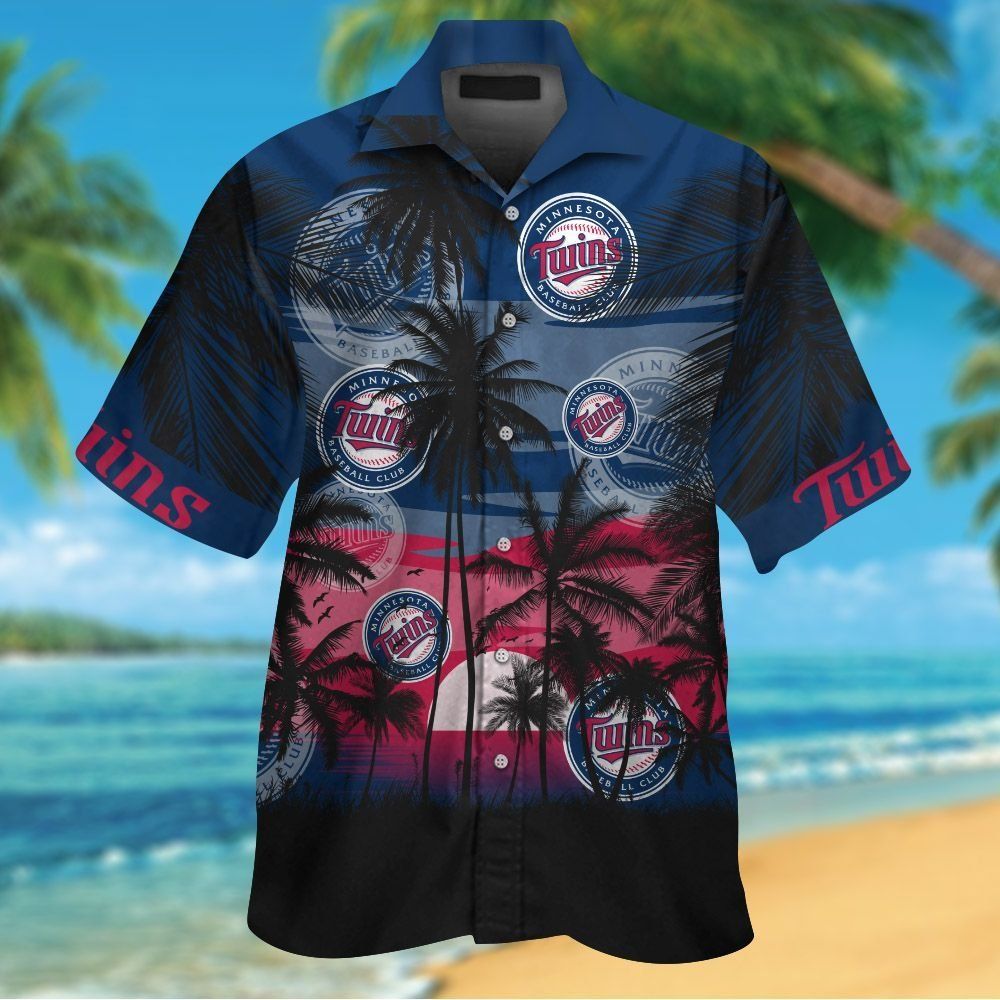 Minnesota Twins Short Sleeve Button Up Tropical Shirt Hawaiian Shirt