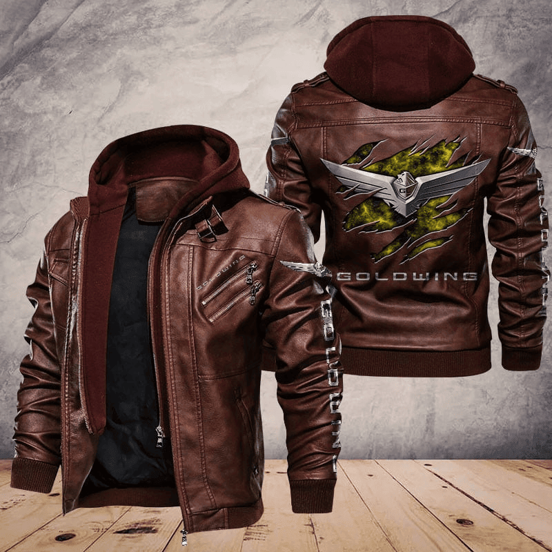 Honda goldwing Zip Leather Jacket With Hood