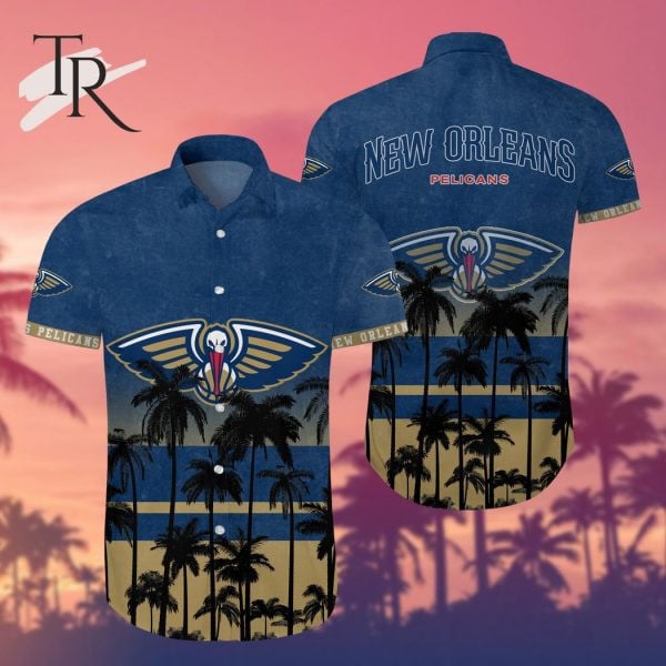 Nba New Orleans Pelicans Tropical Palm Trees Pattern Team Logo 3D Hawaiian Shirt