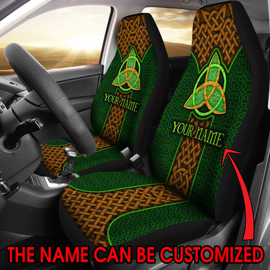 Your Name Irish Triquetra & Pattern Celtic Car Seat Covers, Seat Covers Full Set, Carseat Covers, Automotive Seat Covers