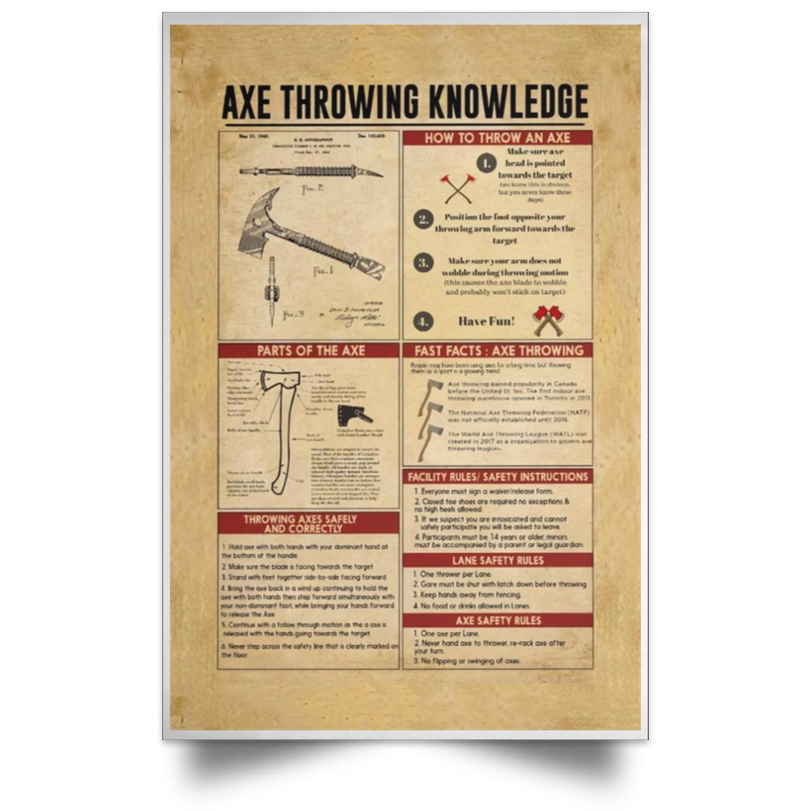 Axe Throwing Knowledge Poster 521 Pospo Satin Portrait Poster