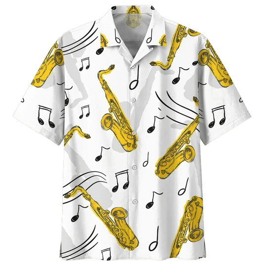 Golden Saxophone Background Design Hawaiian Shirt