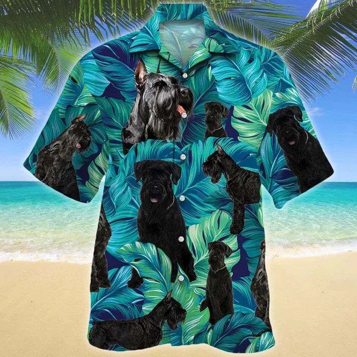 Best Gift For Giant Schnauzer Dog Lovers Summer Beach Palm Tree Pattern Hawaiian Shirt