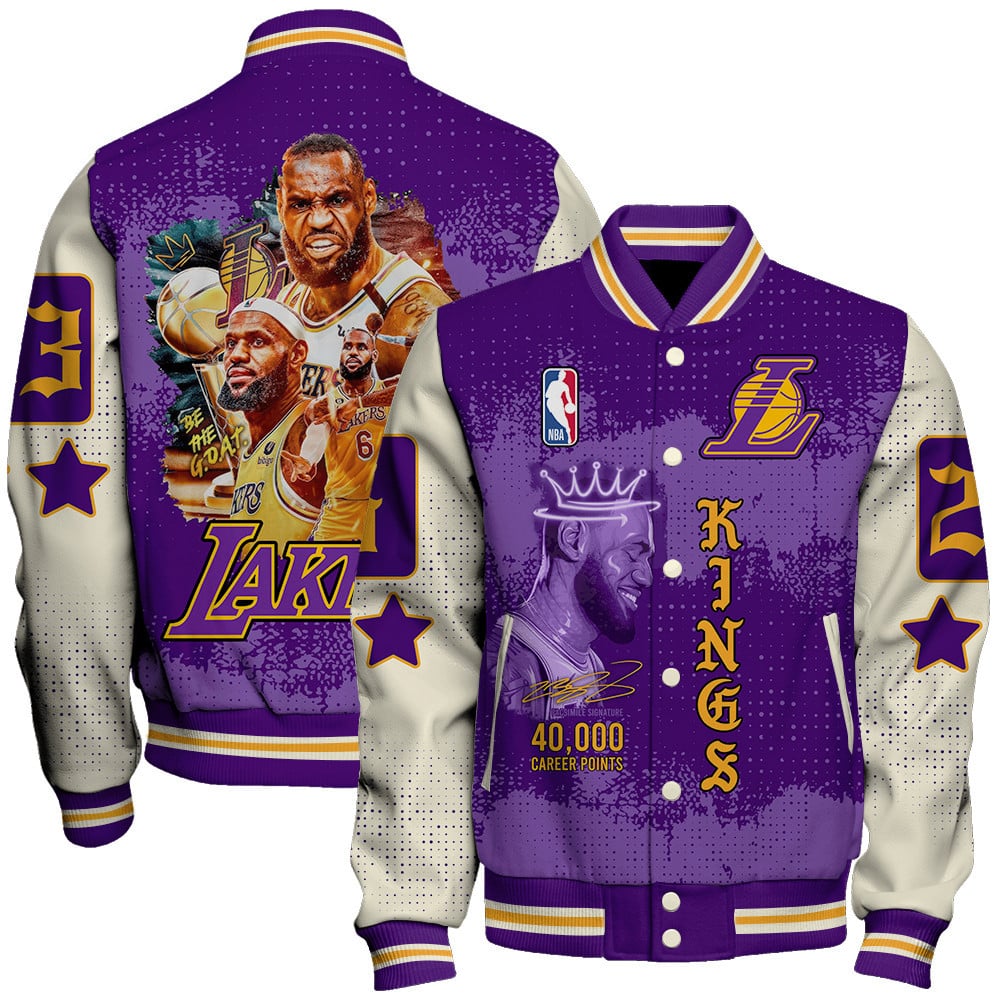 Lebron James K Points Record Los Angeles Lakers Varsity Jacket SFAT