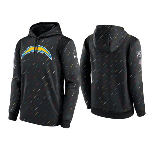 Men’S Los Angeles Chargers 2021 Crucial Catch Charcoal Therma Pullover Hoodie Los Angeles Chargers Charcoal Hoodie