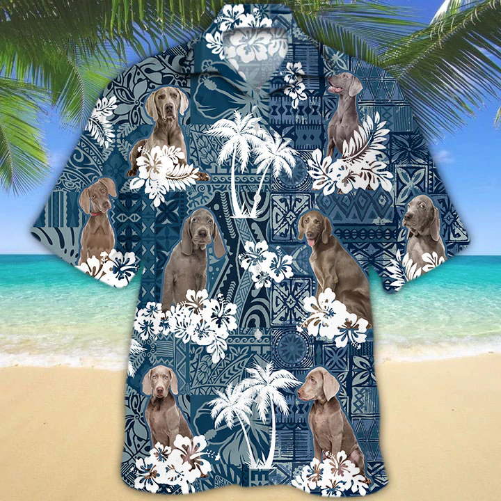 Weimaraner Hawaiian Shirt, Flowers Aloha Shirt For Dog Lovers, Men’S Hawaiian Shirt, Women’S Hawaiian Shirt