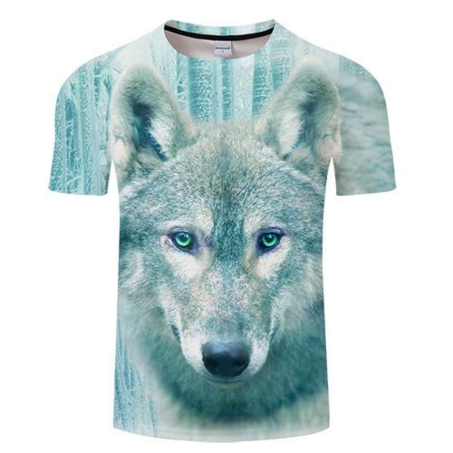 Winter Wolf Print Men Women T-shirt, &hellip;