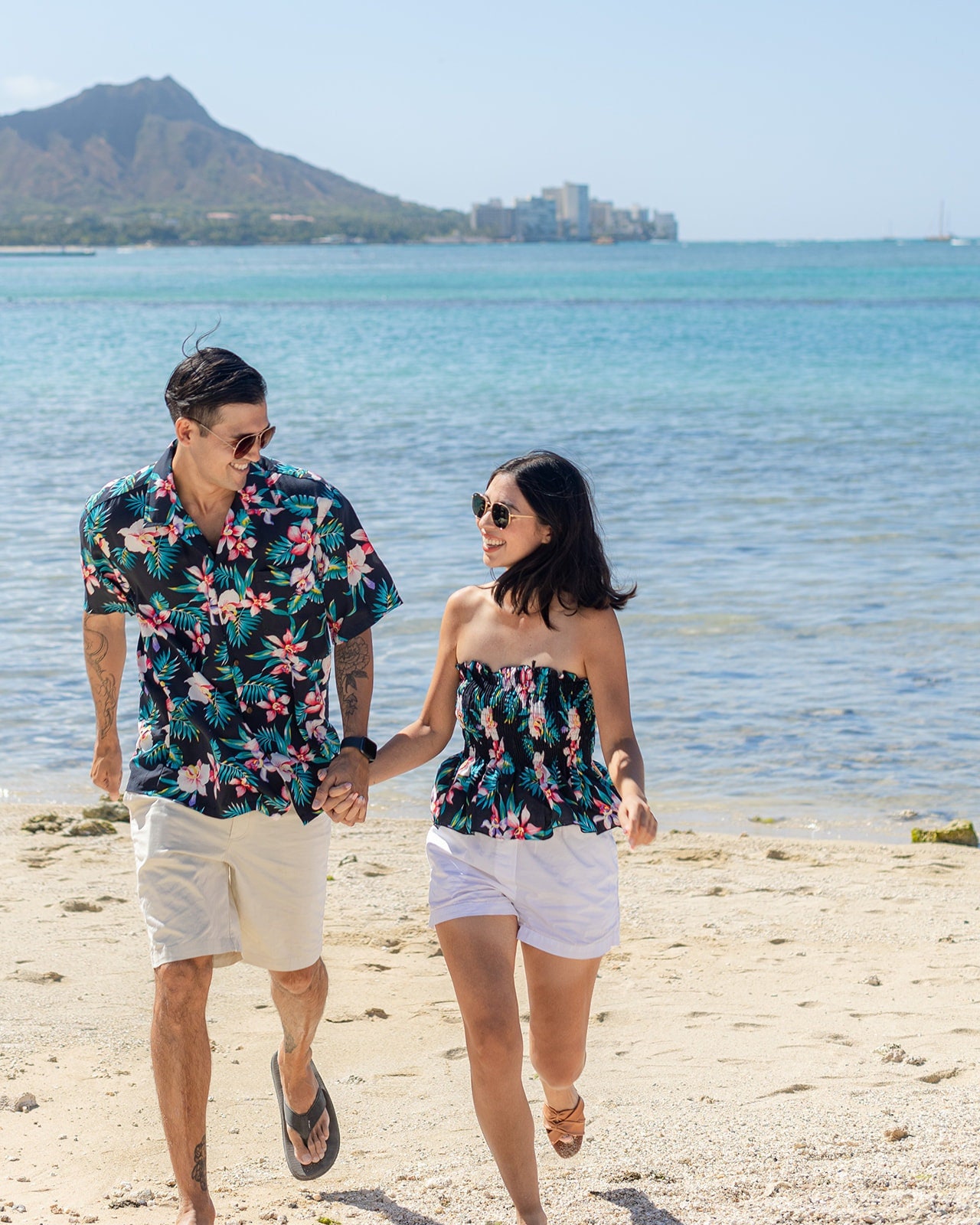 Made In Hawaii, Super Soft Matching Resort Wear New Orchid Hawaiian Aloha Shirt/Dress/Tube Tops - Couple Family Matching Group Wedding Gifts