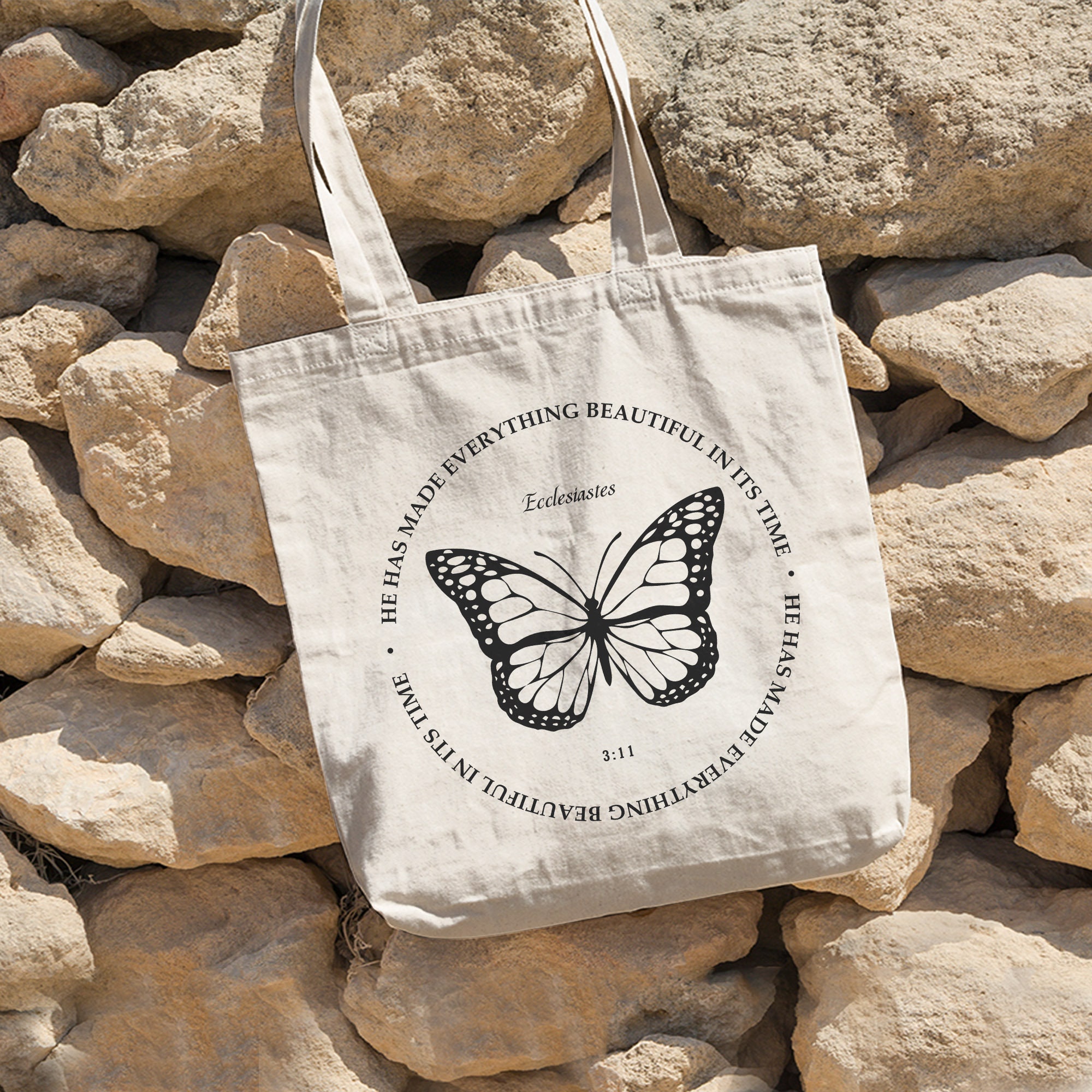 Butterfly Christian Tote Bag, Butterfly Tote Bag, Bible Tote Bag, Christian Tote Bag, Bible Study Bag, Bible Verse Bag, omens Christian Gift