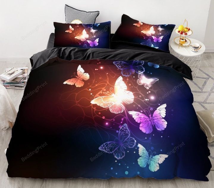 3D Shining Butterfly Cotton Bed Shee …