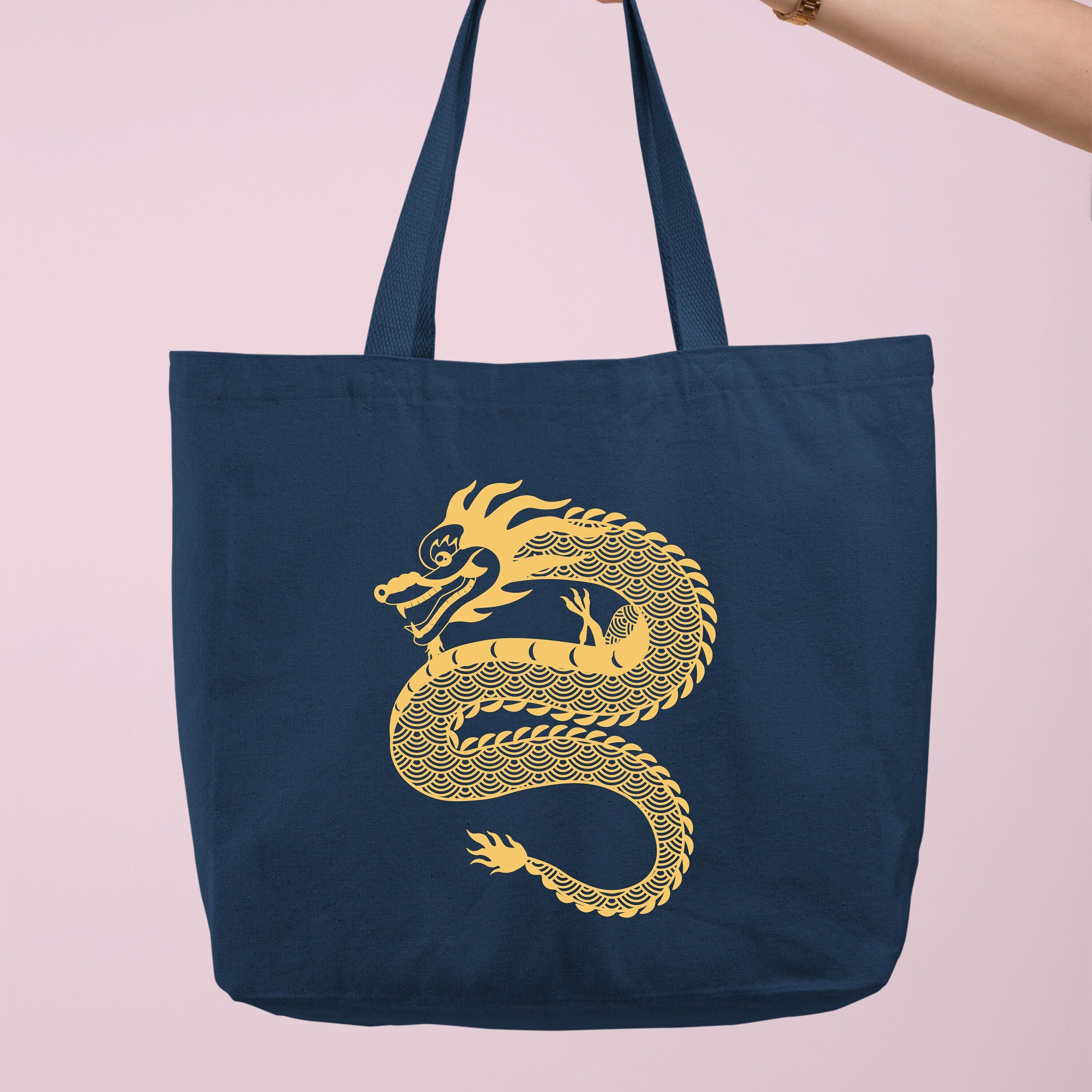 Chinese Dragon New Year 2024 Tote Bag, Chinese Dragon Tote Bag, Canvas Tote Bag, Unique New Year Gift for Chinese People, Women Shoulder Bag