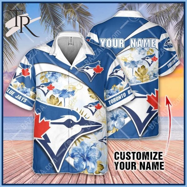 Custom Name Mlb Toronto Blue Jays Blue And White 3D Hawaiian Shirt