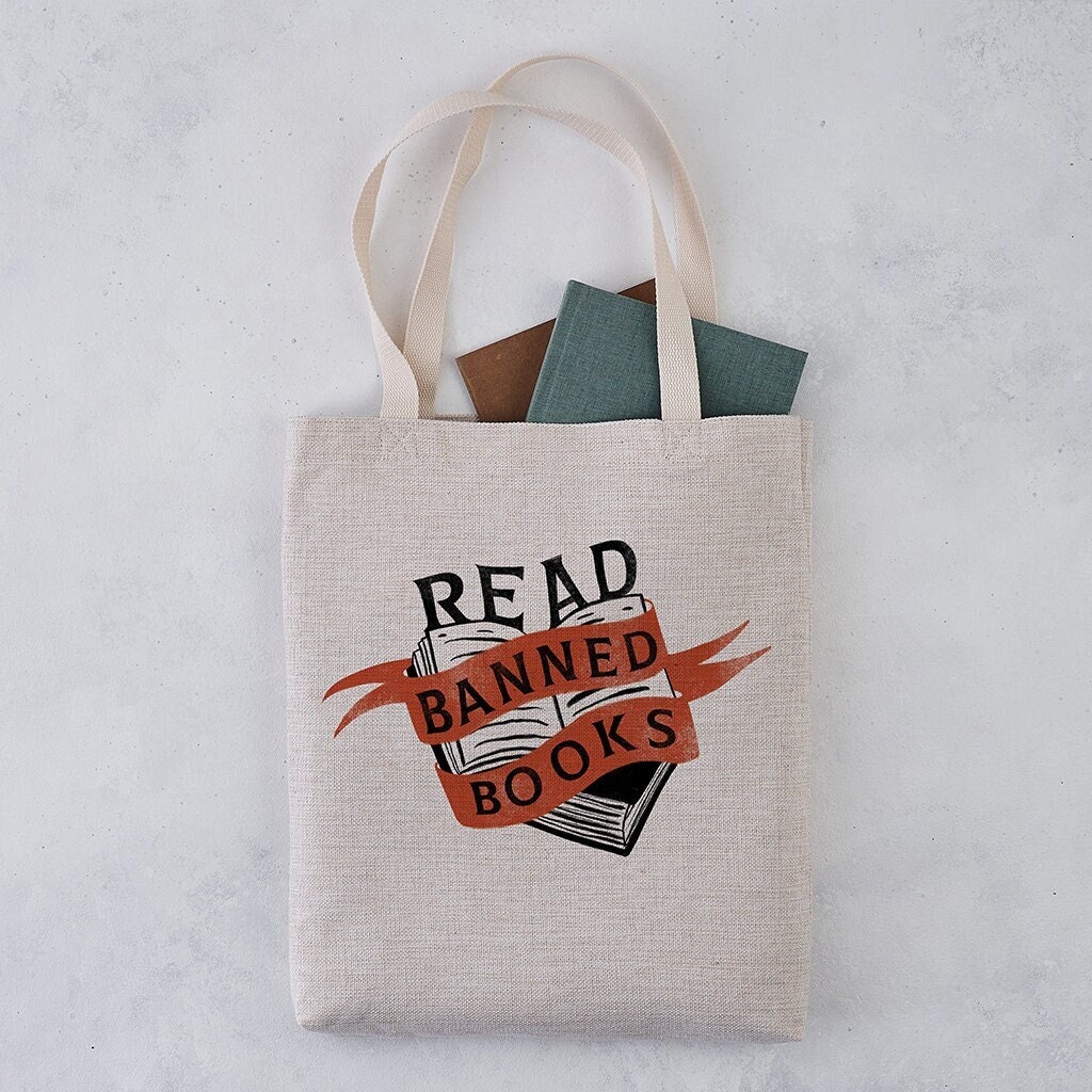 Read Banned Books Tote Bag, Literary Tote, Book Bag, Book Gifts