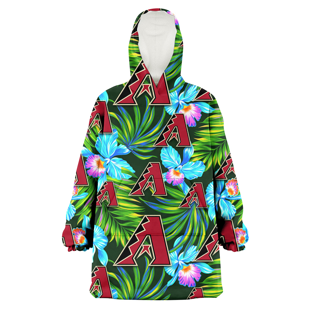 Arizona Diamondbacks Electro Color Hibiscus Black Background 3D Printed Hoodie Blanket Snug Hoodie