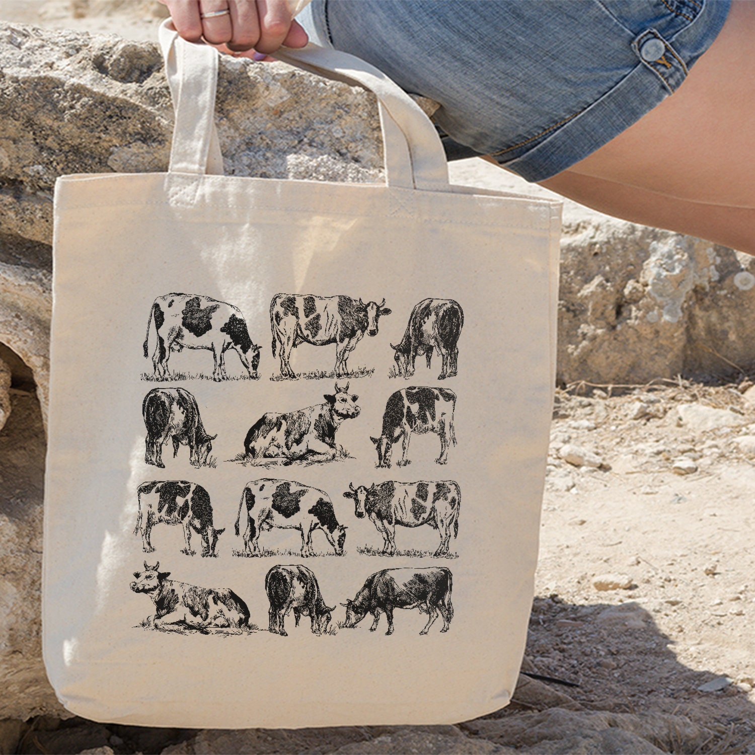 Dairy Cattle Cotton Tote Bag, Farm Tote Bag, Dairy Cattle Bag, Farm Tote Bag, Natural Cotton Tote Bag, Eco-Friendly Tote Bag