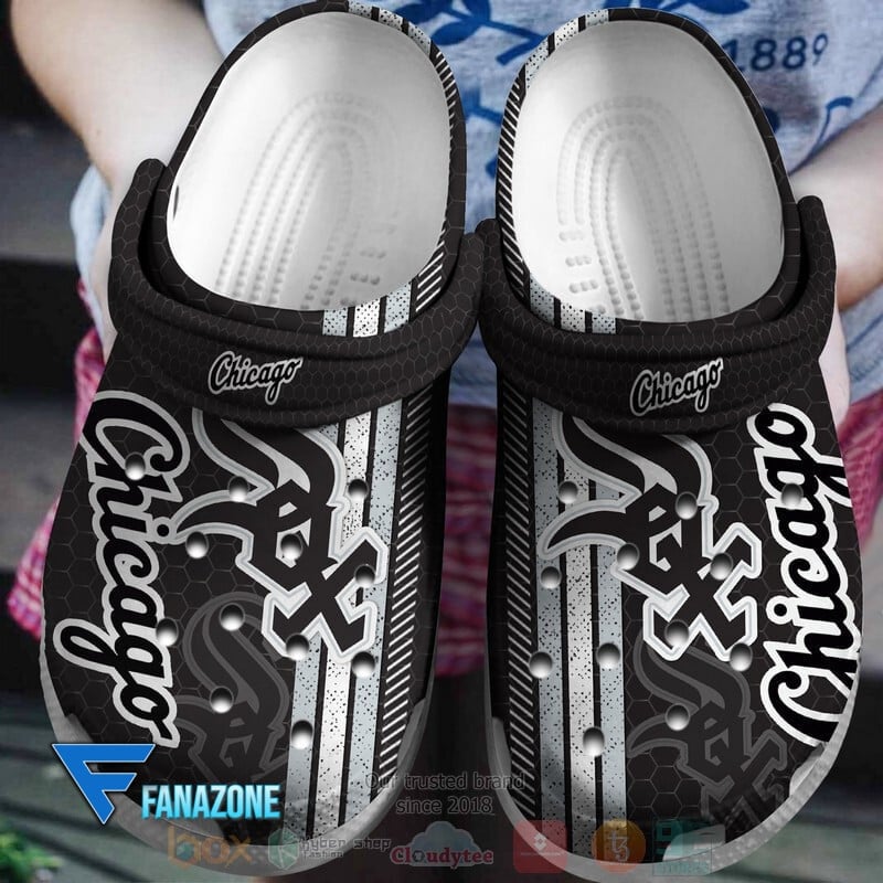 Chicago White Sox Logo Baseball MLB Full Black Crocss Classic Clogs Shoes Ver32