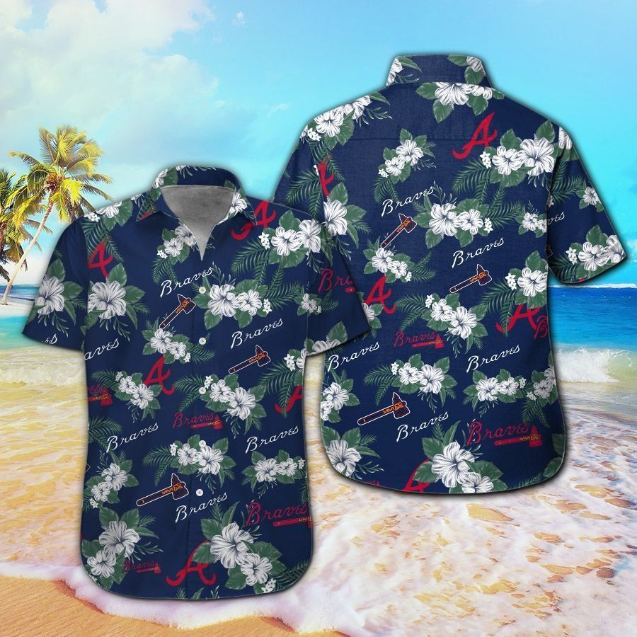 Atlanta Braves Hawaiian Shirt Short Sleeve Tropical Button Up