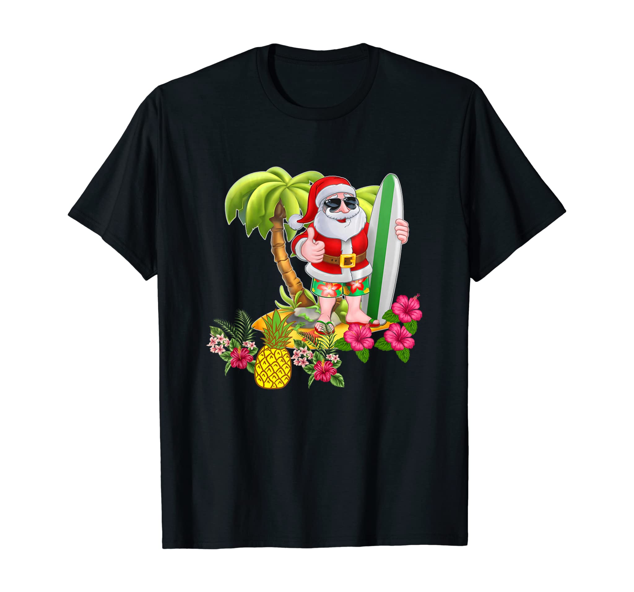 Christmas in July Santa Hawaiian Surfing T Shirt Summer Surf T-Shirt