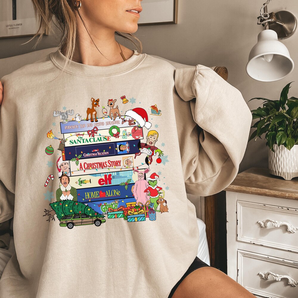 Christmas Movie Watching Sweatshirts,Christmas Movies Shirt,Holiday Spirit Shirts,New Year Shirt, Christmas Crew ,Xmas Tee,Retro Xmas Shirt Teeempire Teecowboy