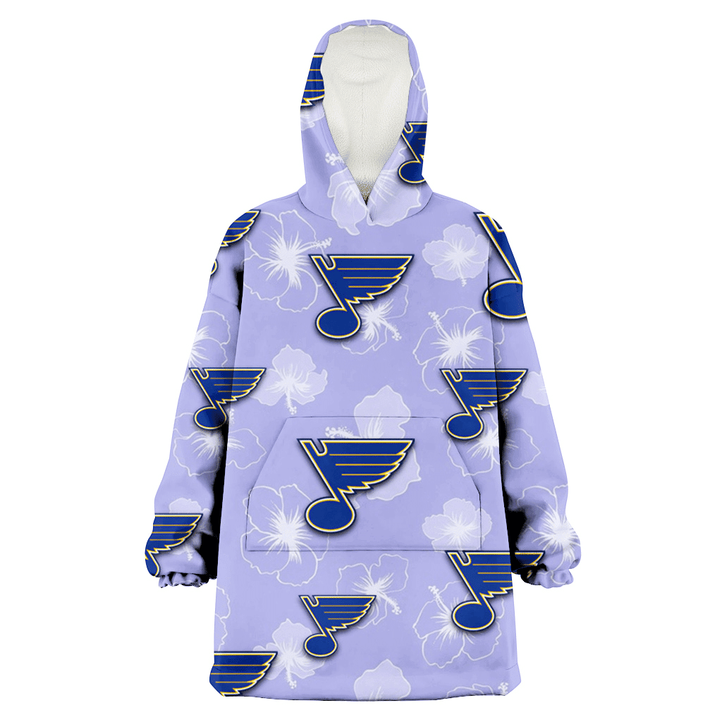 St. Louis Blues Sketch White Hibiscus Violet Background 3D Printed Hoodie Blanket Snug Hoodie