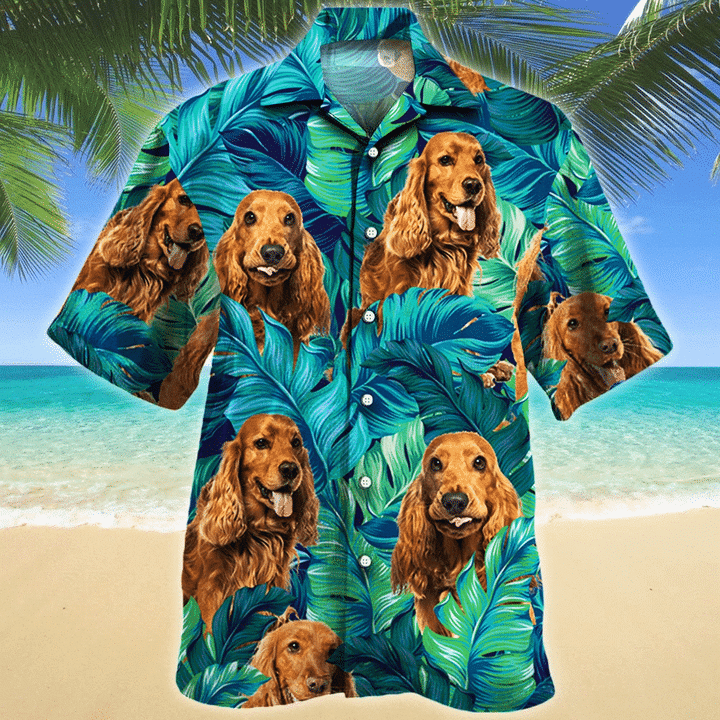 English Cocker Spaniel Dog Lovers Gift Ideal Tropical Leaves Hawaiian Shirt